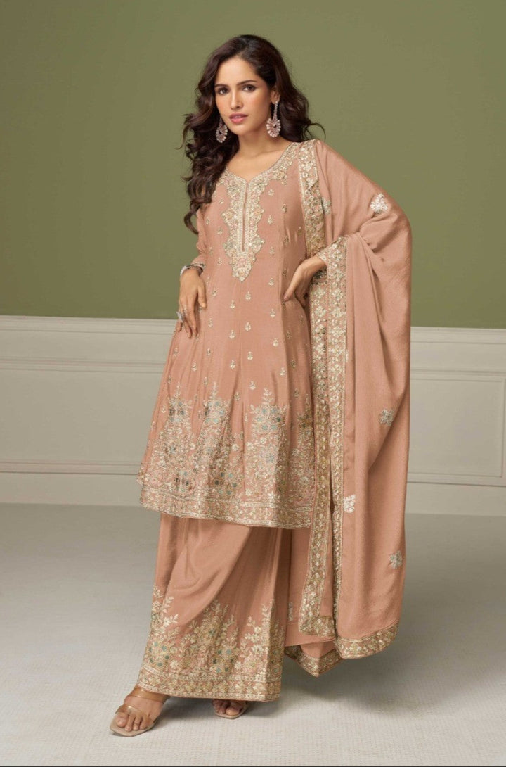 Imli Salmon Full Work Premium Suit Set