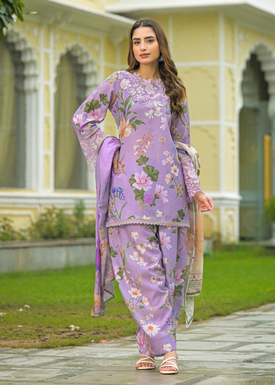 Vastramaya thistle floral farshi salwar suit set