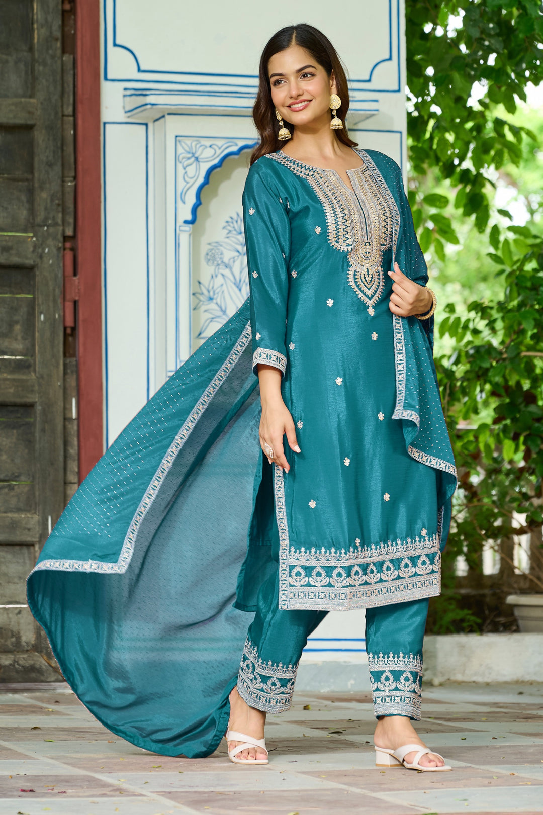 Malti peacock full work suit set