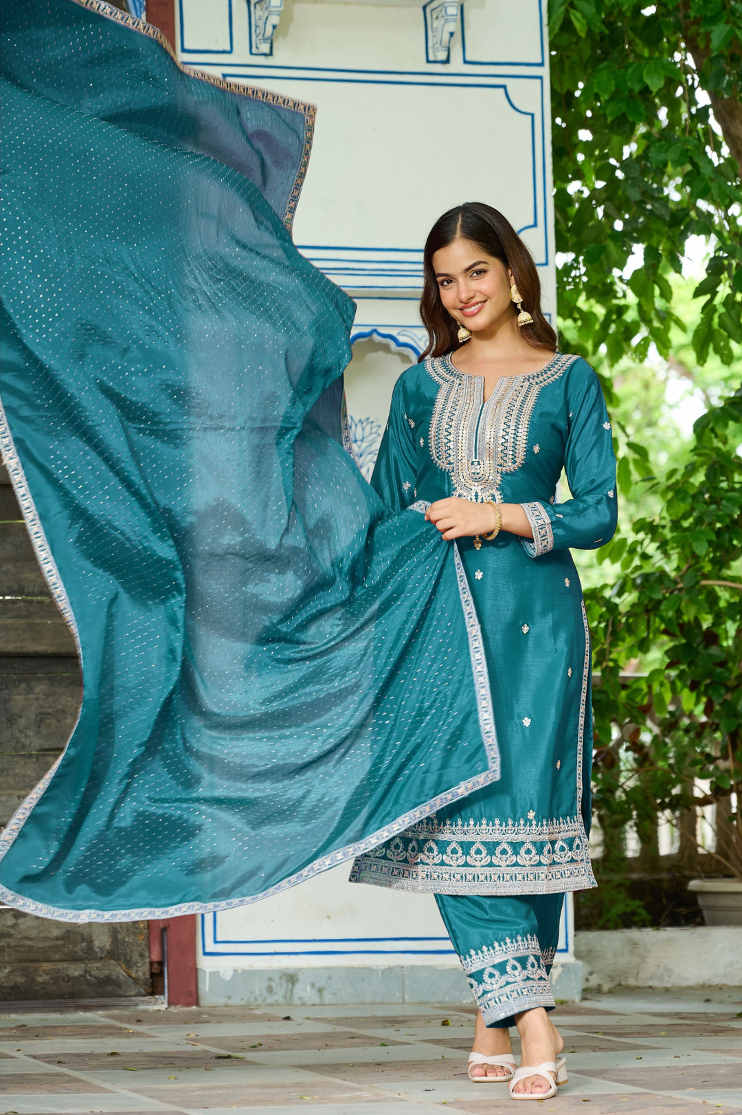 Malti peacock full work suit set