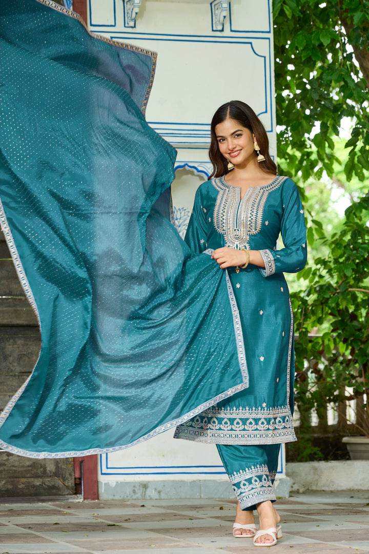 Malti peacock full work suit set