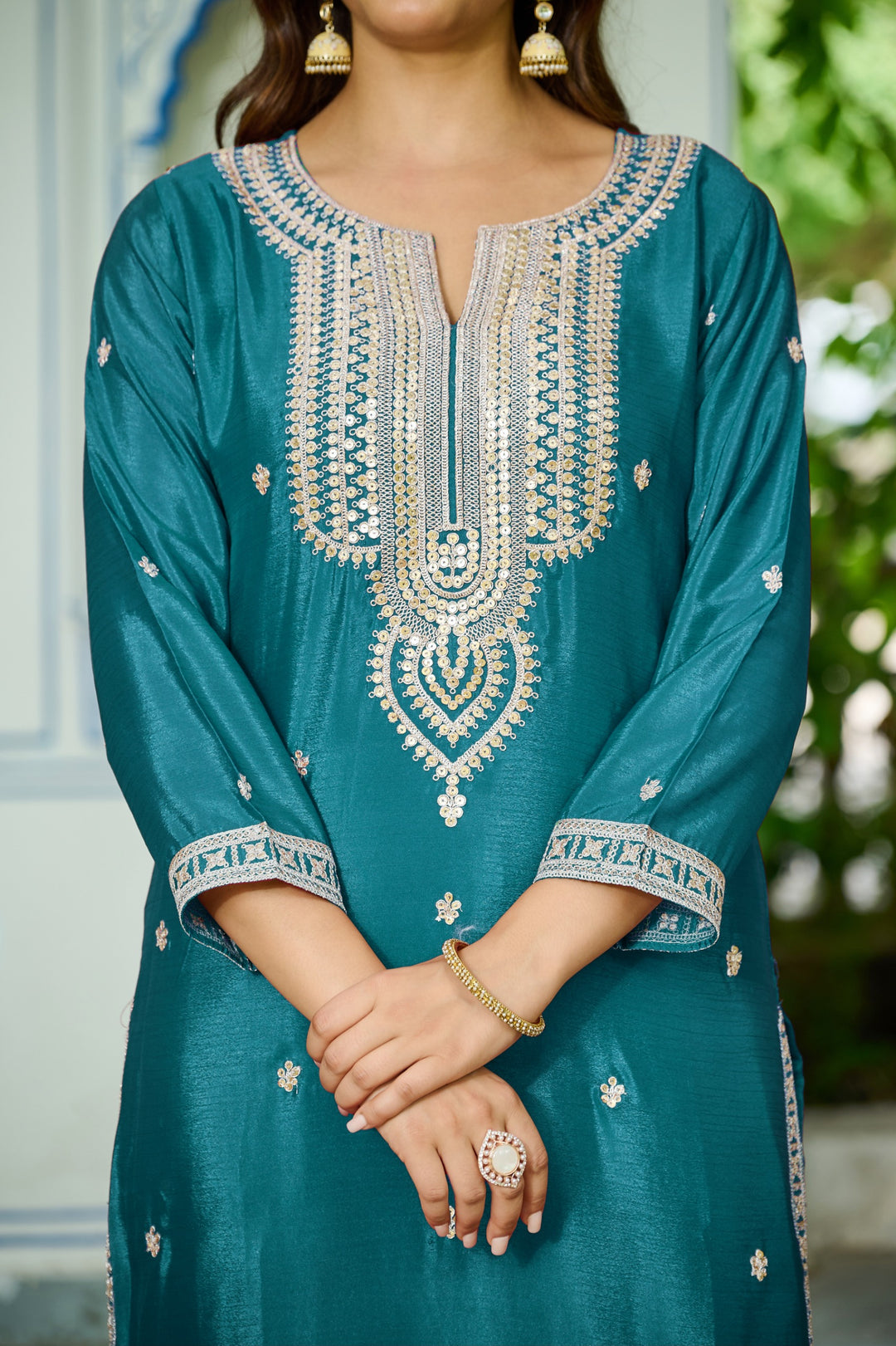 Malti peacock full work suit set