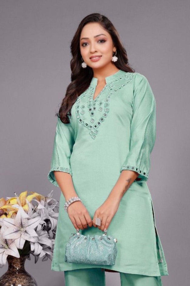 Divya pine mirror work co-ord set