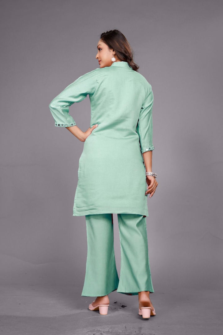 Divya pine mirror work co-ord set