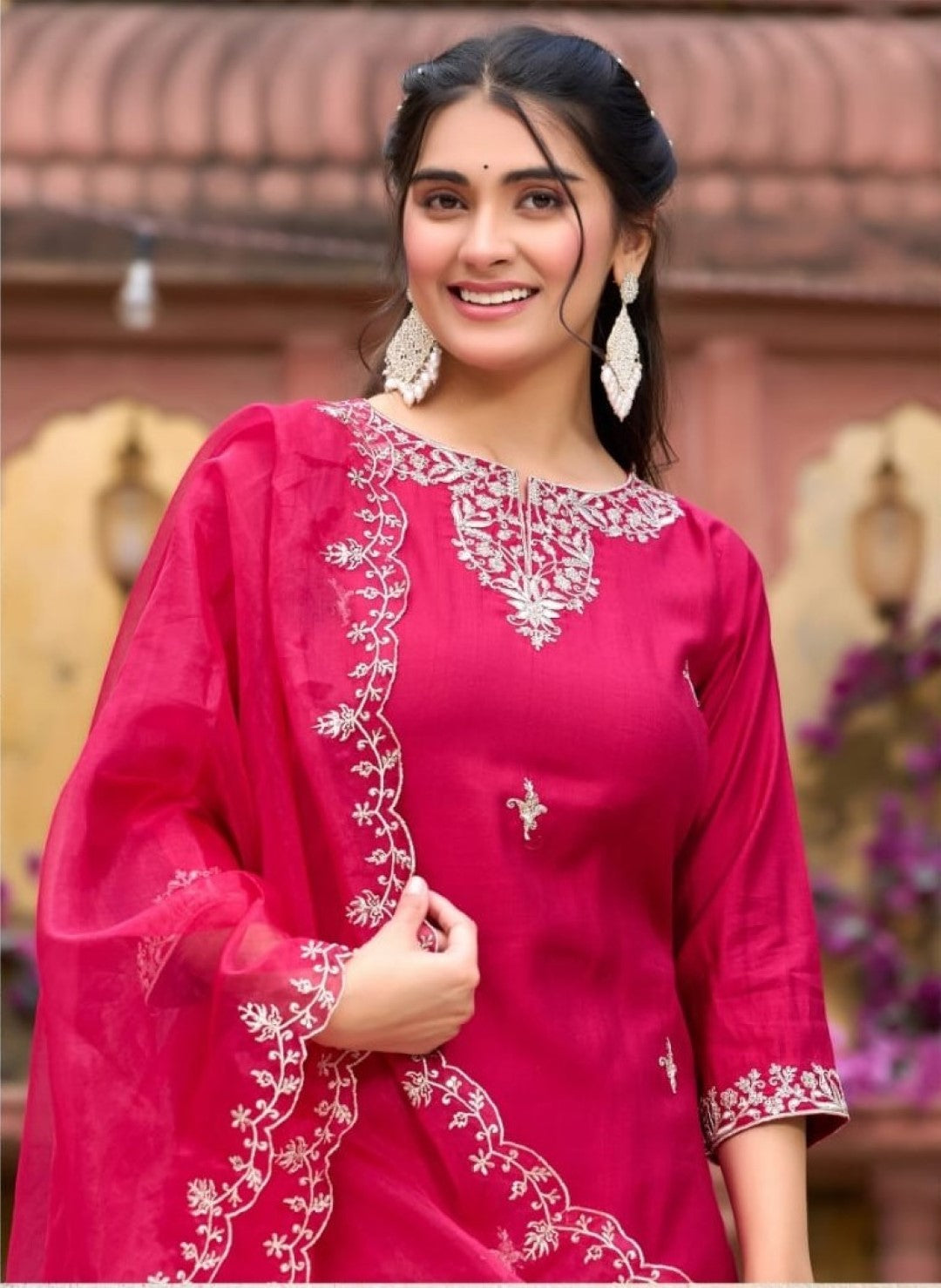 Anshu Carmine Full Work Suit Set