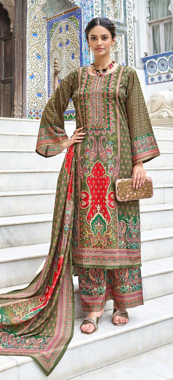 Morni olive full work suit set