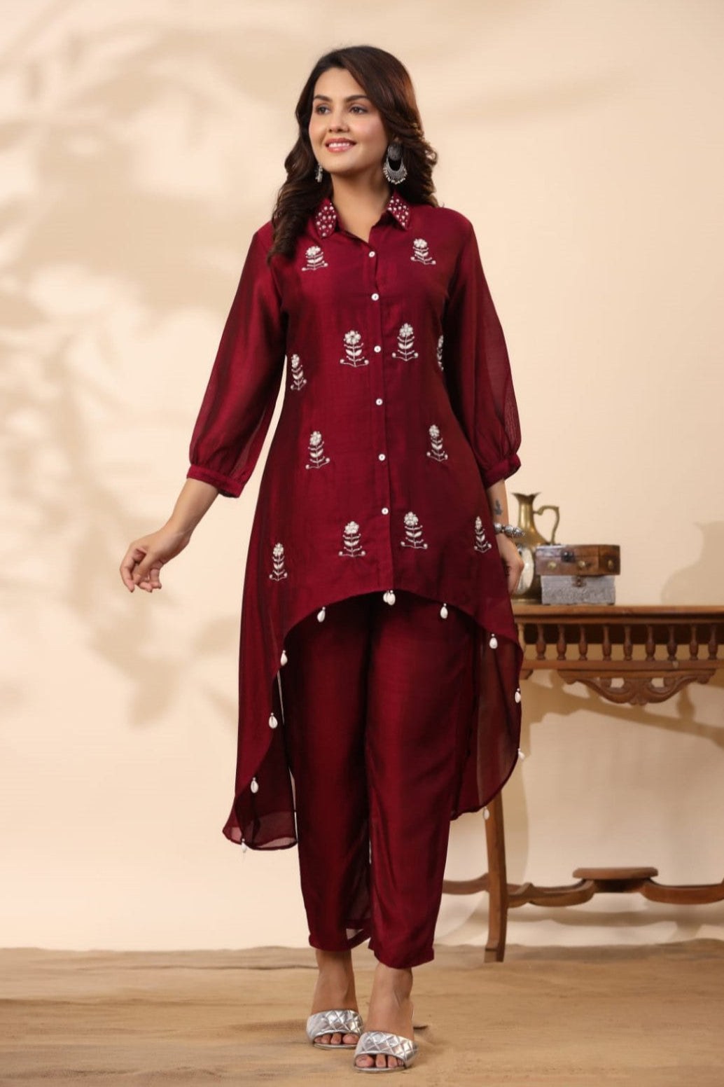 Sanmati Jam Work Fusion Co-ord Set