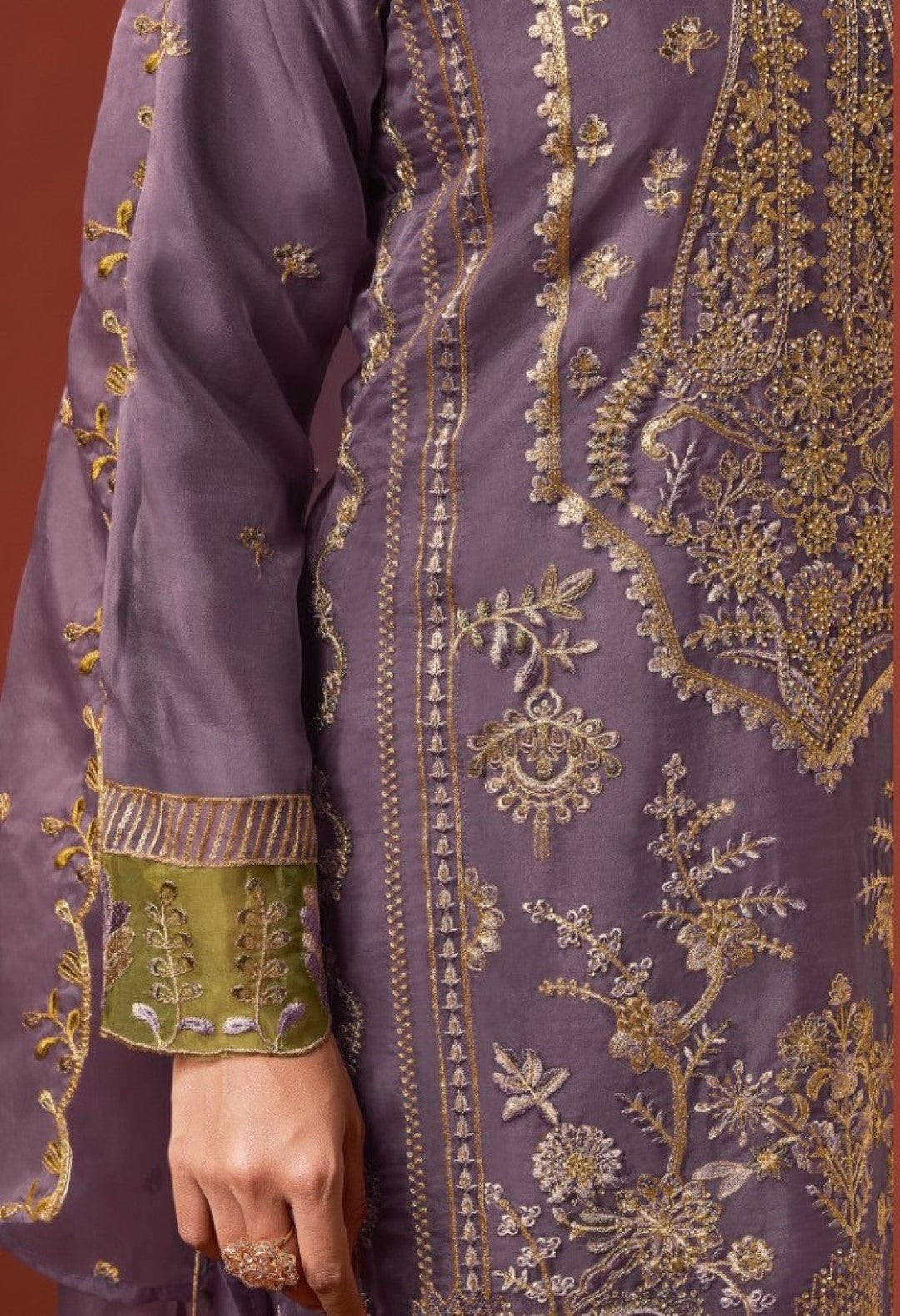 Shamsad orchid Full Work lawn suit set