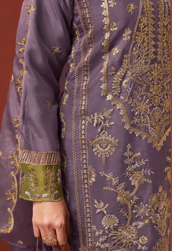 Shamsad orchid Full Work lawn suit set