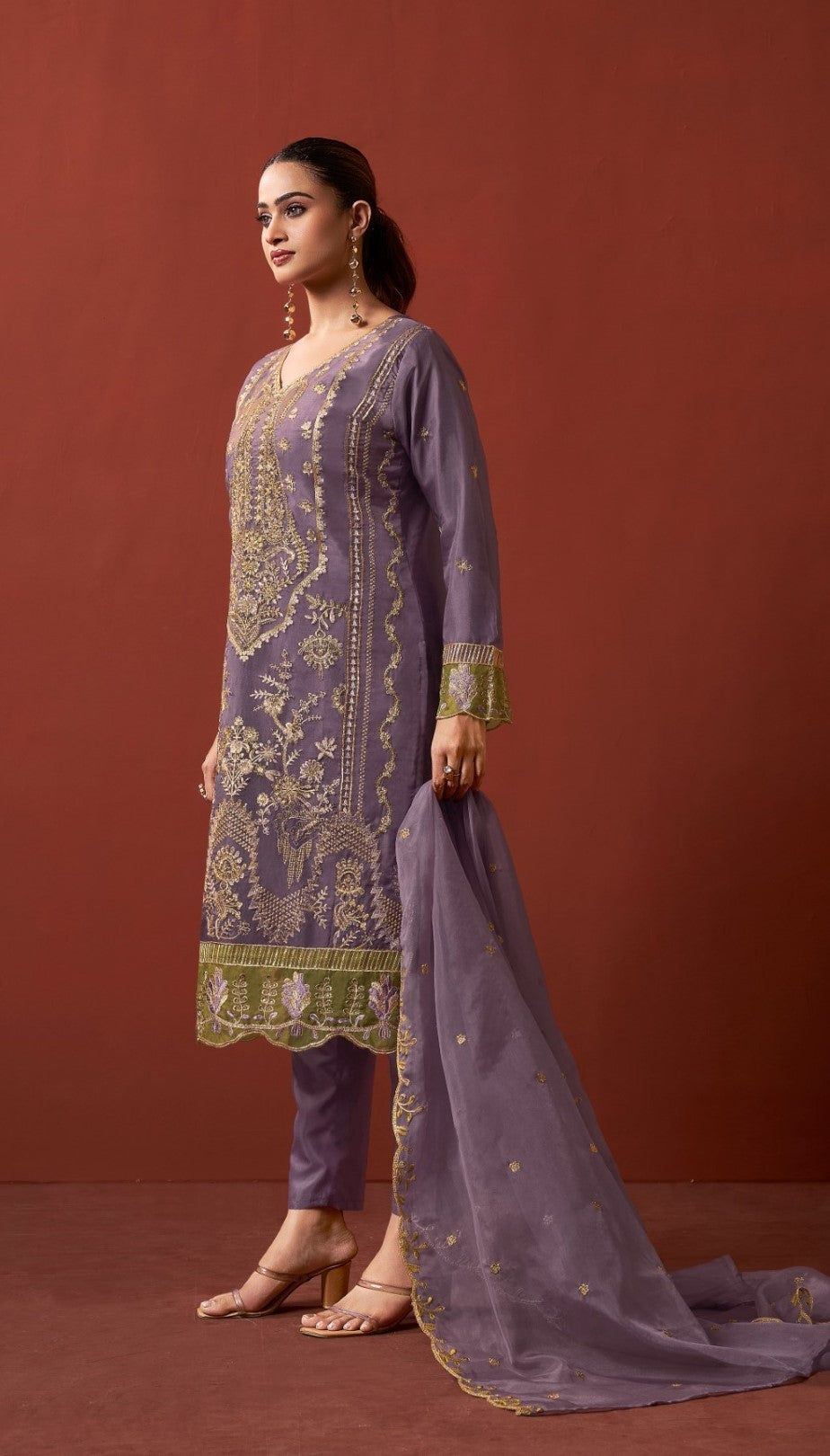 Shamsad orchid Full Work lawn suit set