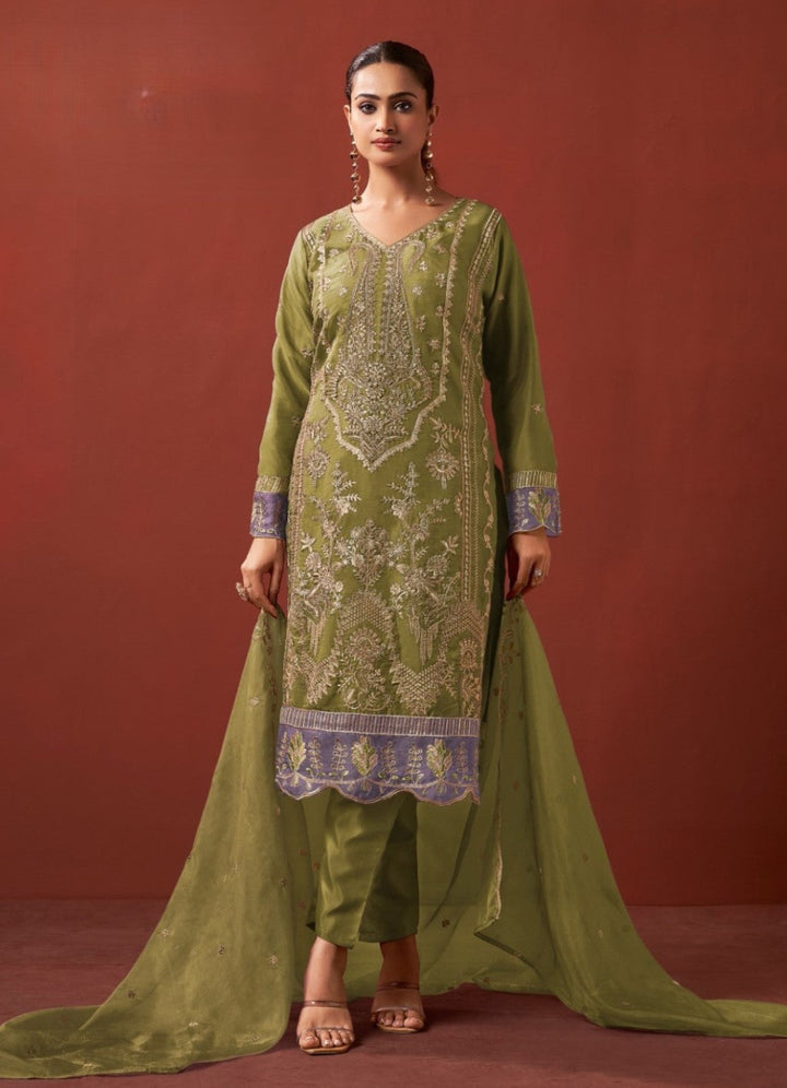 Shamsad forest Full Work lawn suit set
