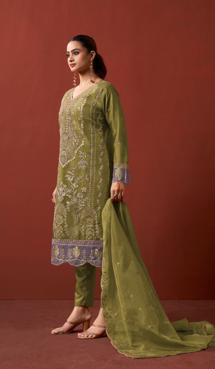 Shamsad forest Full Work lawn suit set