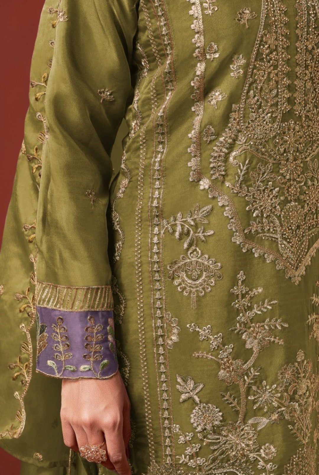 Shamsad forest Full Work lawn suit set