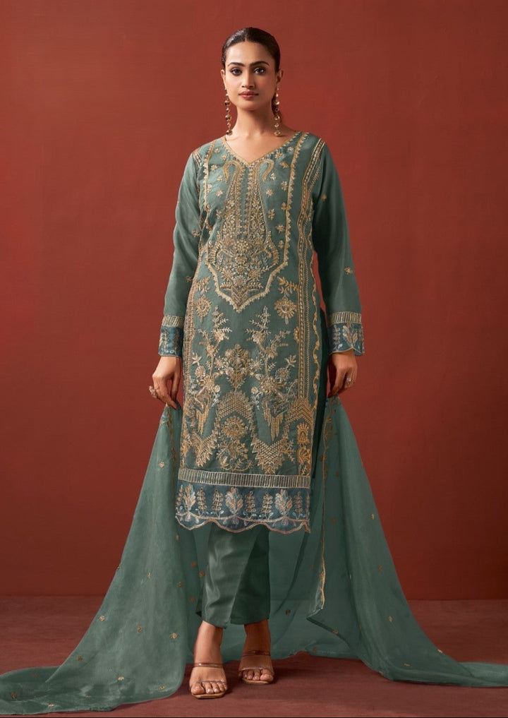 Shamsad Fern Full Work lawn suit set