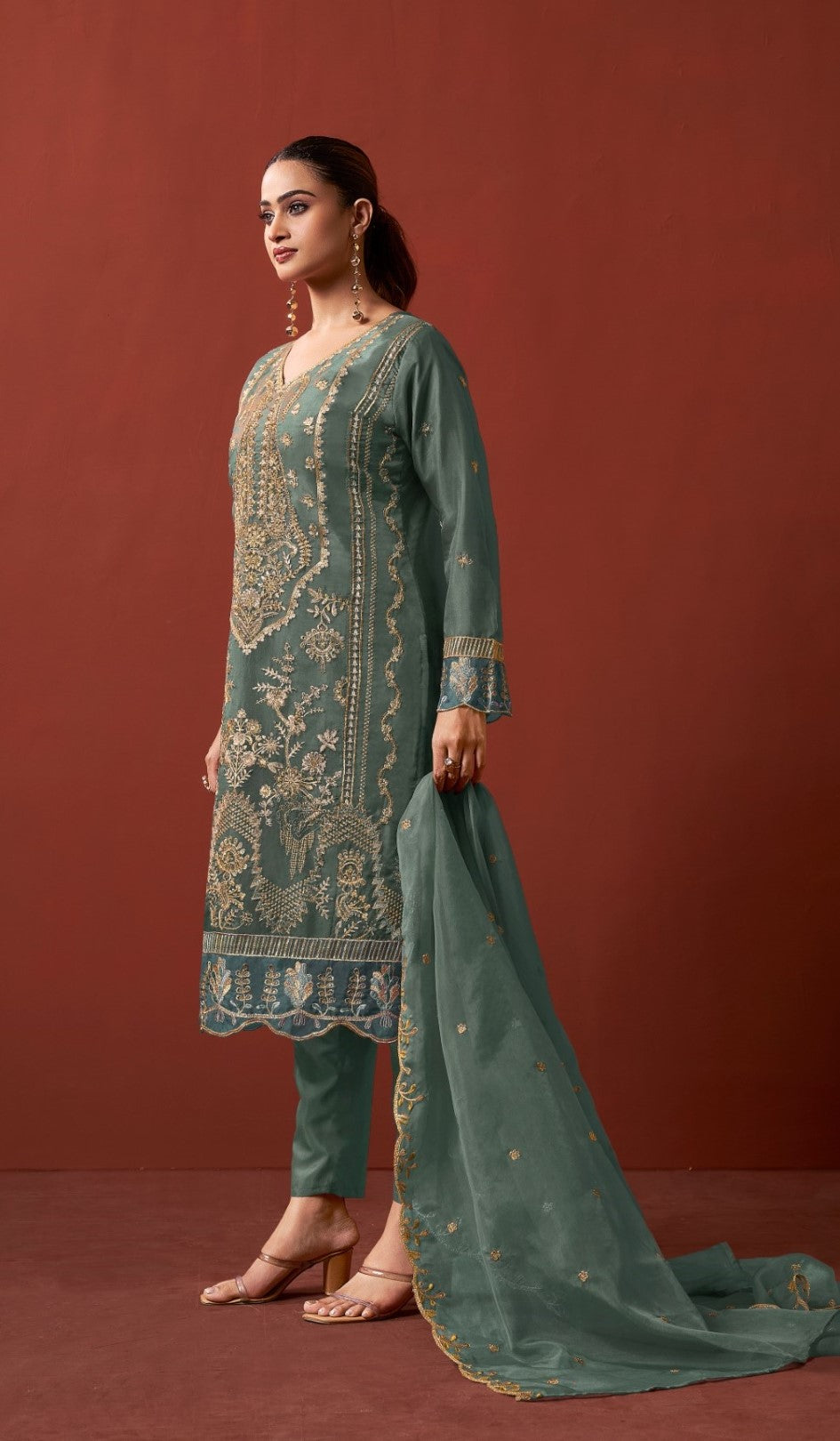 Shamsad Fern Full Work lawn suit set