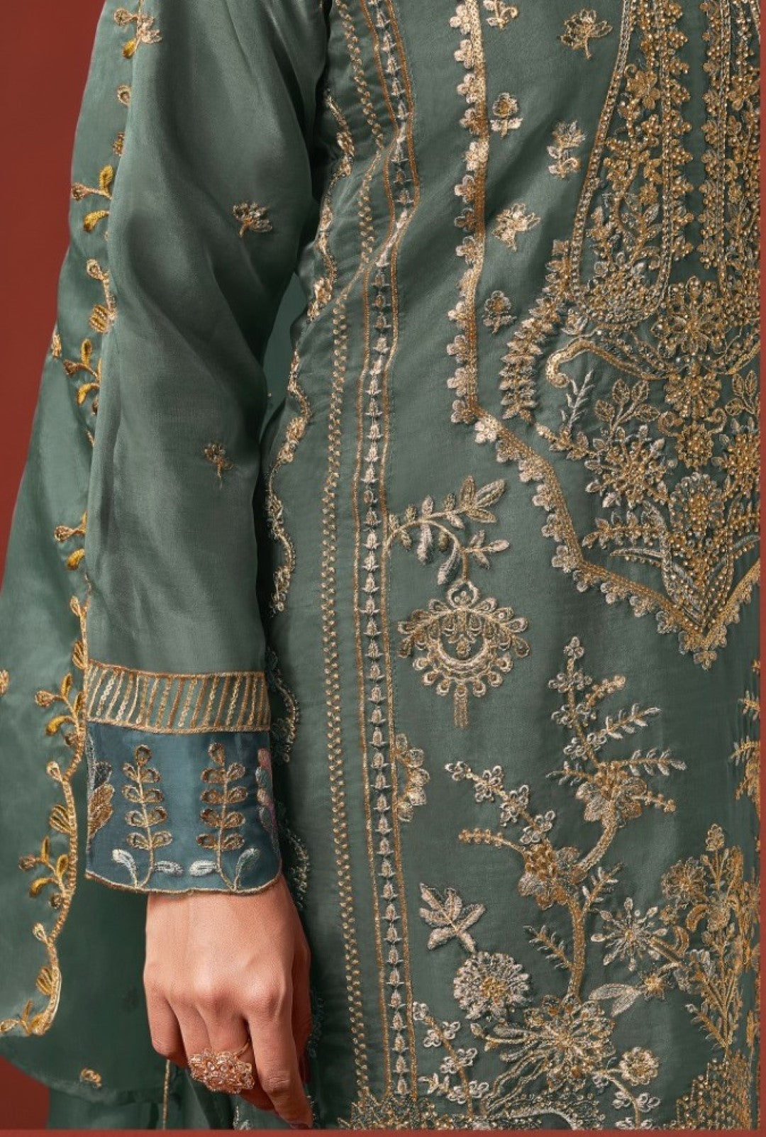 Shamsad Fern Full Work lawn suit set