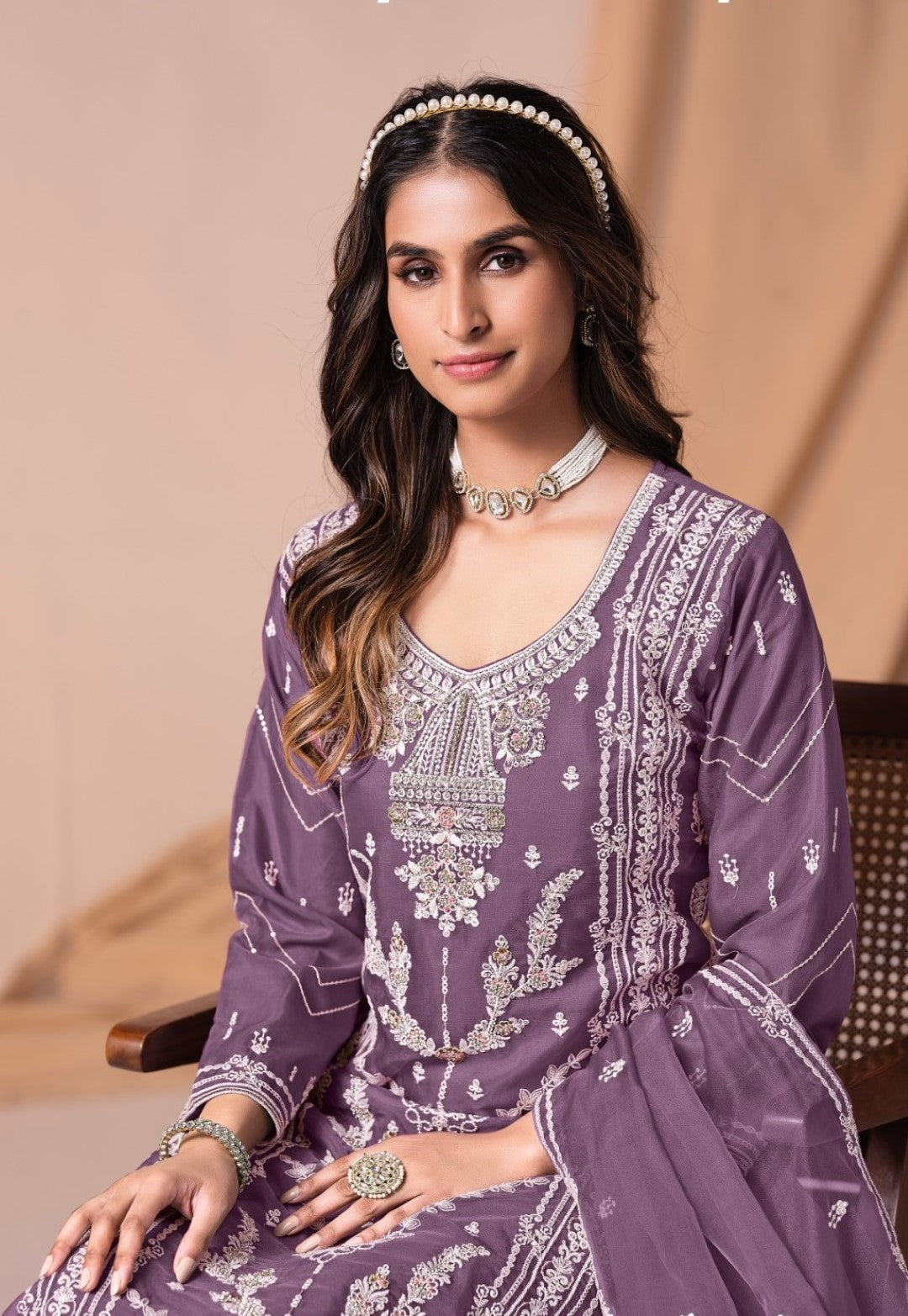 Mayuri Orchid Full Work Suit Set