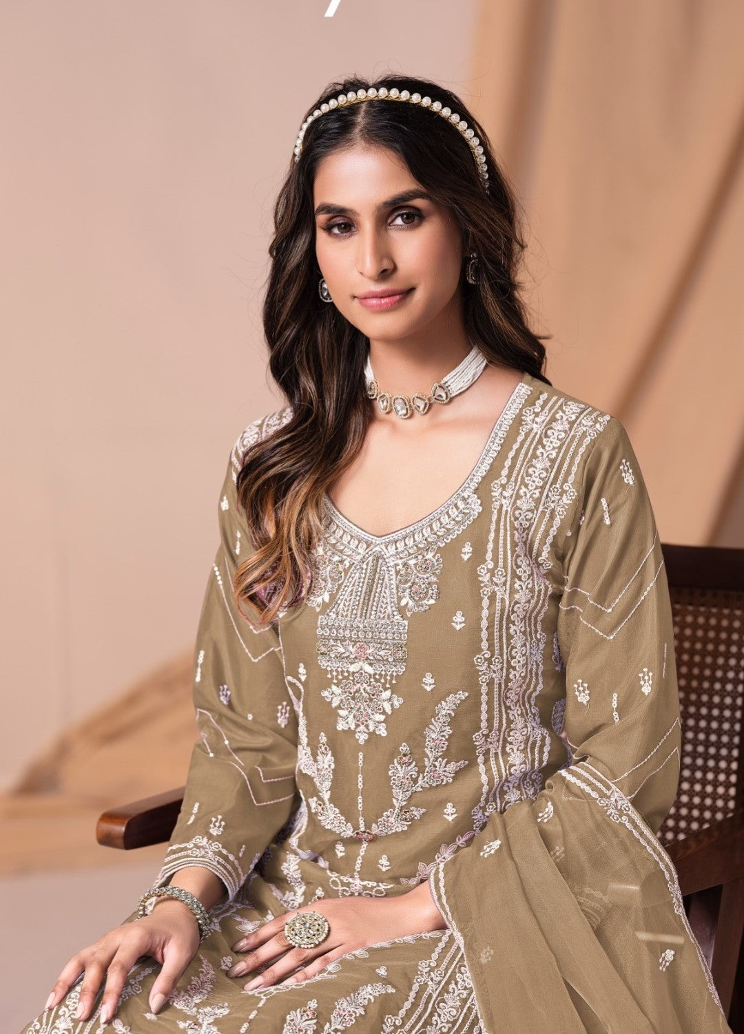 Mayuri Tan Full Work Suit Set