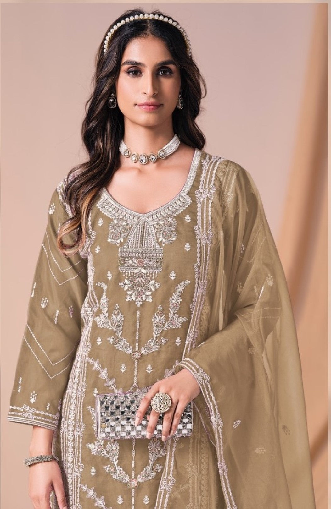 Mayuri Tan Full Work Suit Set