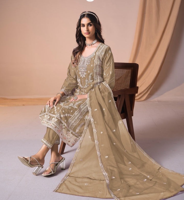 Mayuri Tan Full Work Suit Set