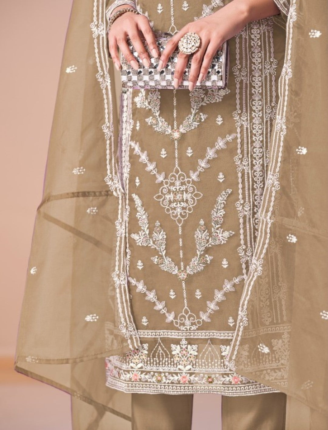 Mayuri Tan Full Work Suit Set