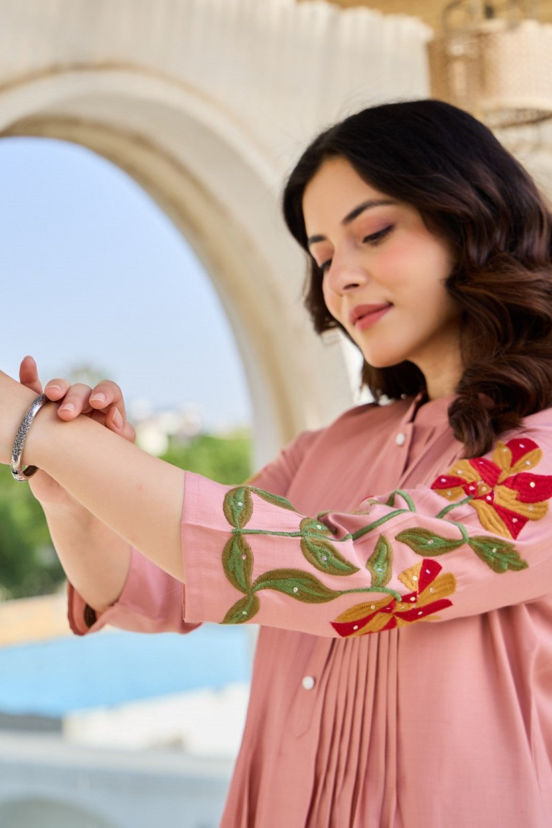 Akira Salmon Cotton Kurta Pant set