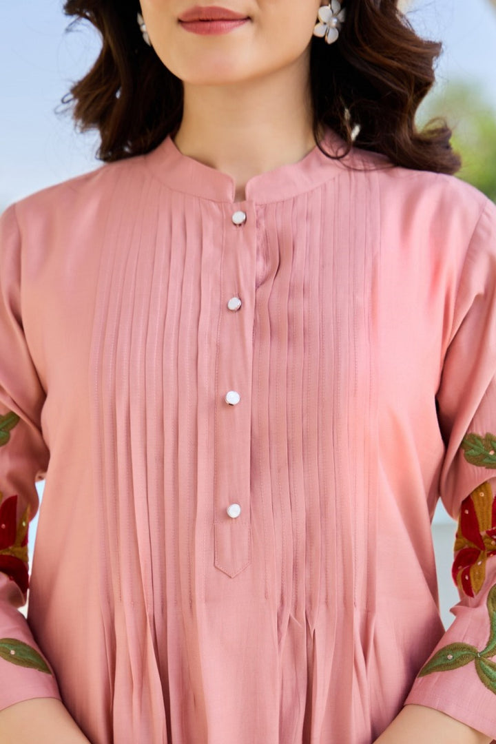 Akira Salmon Cotton Kurta Pant set