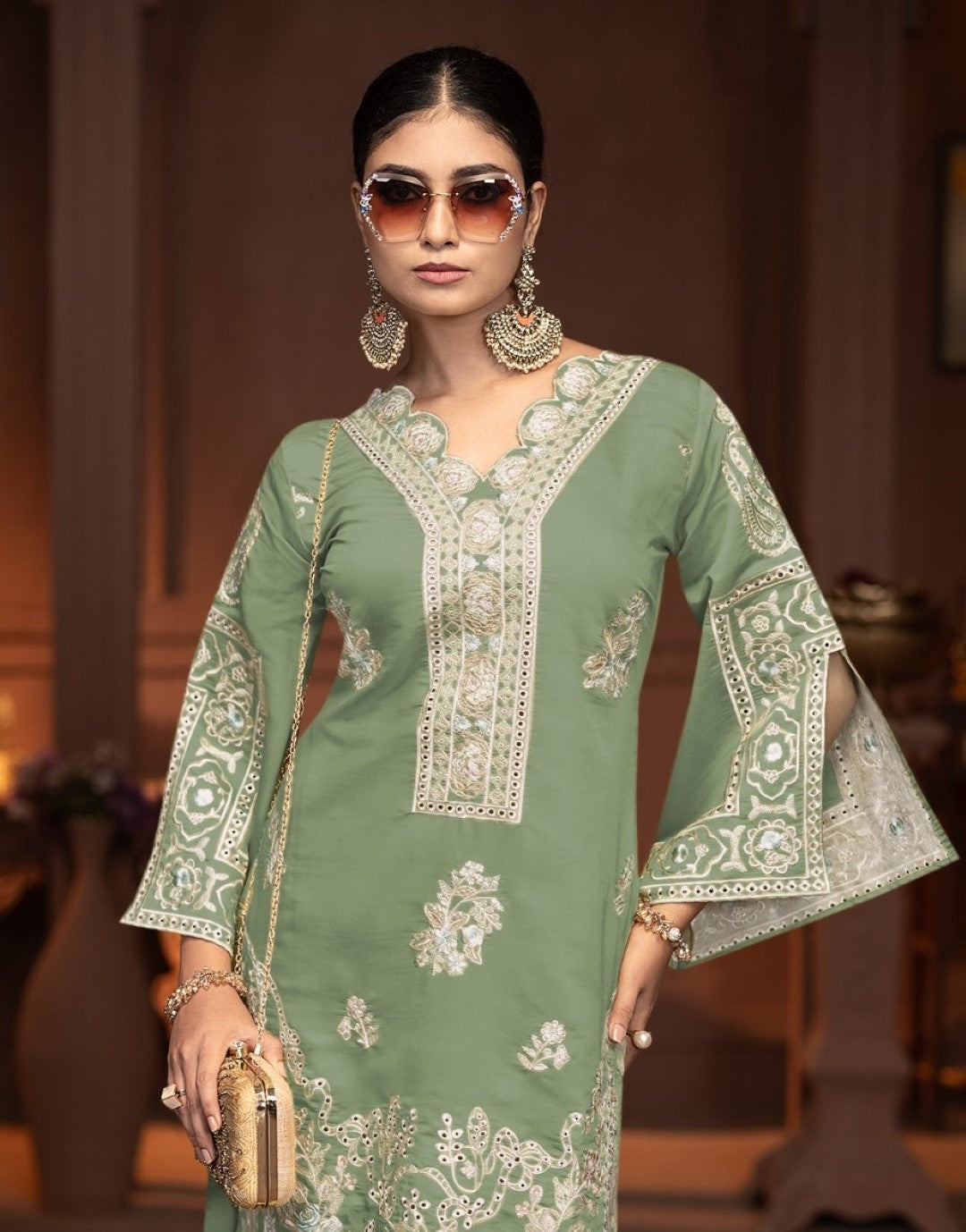 Mayuri moss embroidery co-ord set