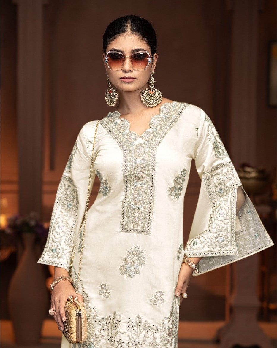 Mayuri dove embroidery co-ord set