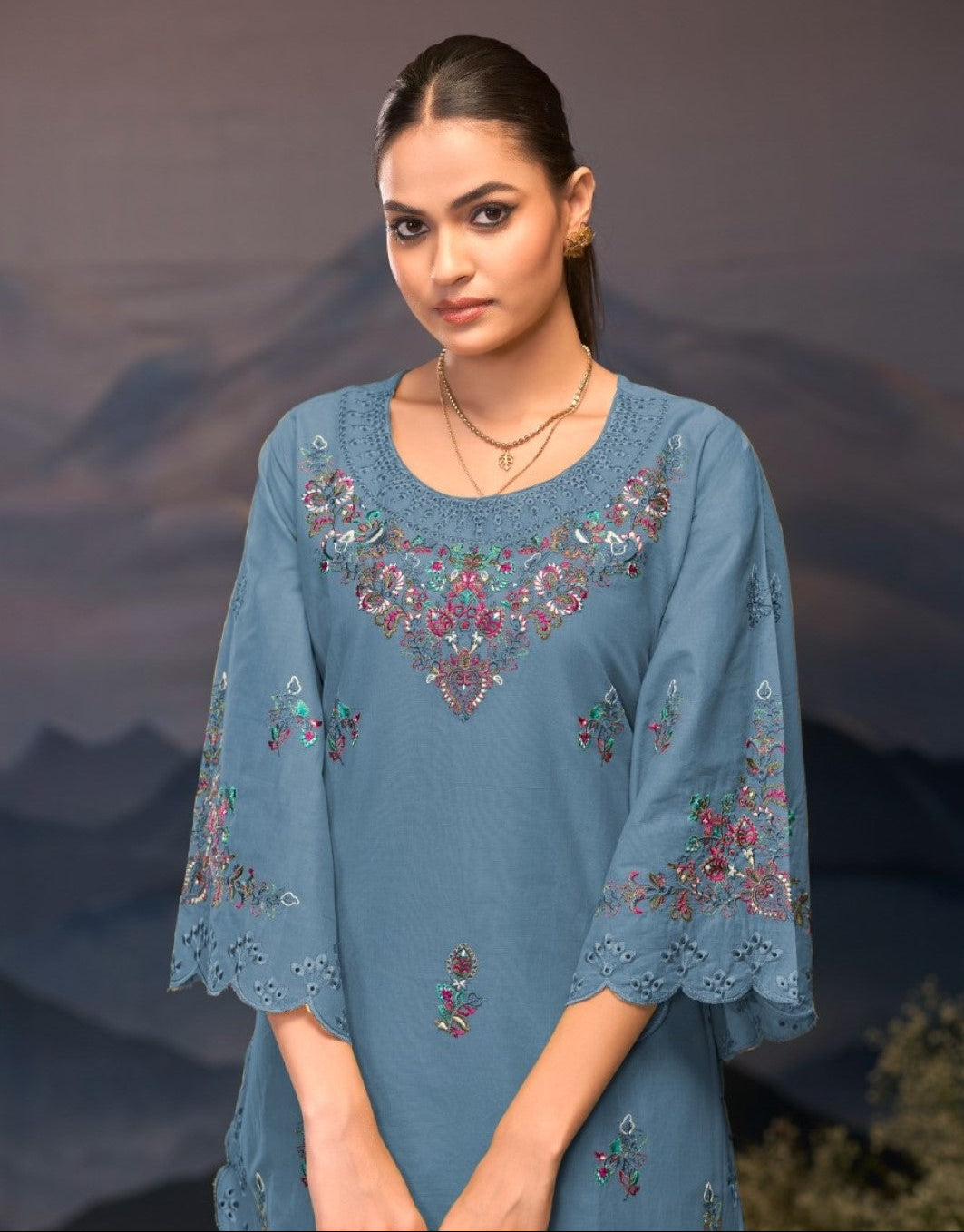 Mayuri Glacier Schiffili Embroidered Co-ord Set