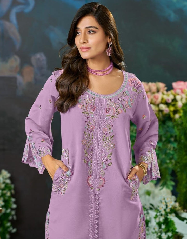Mayuri Mauve Embroidered Co-ord Set