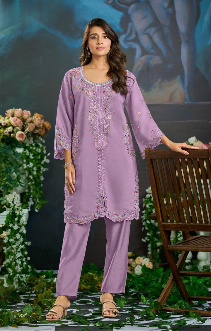 Mayuri Mauve Embroidered Co-ord Set