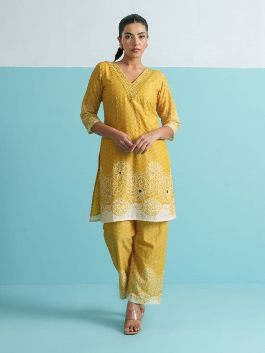 Parikrama Canary Schiffili Printed Co-ord Set