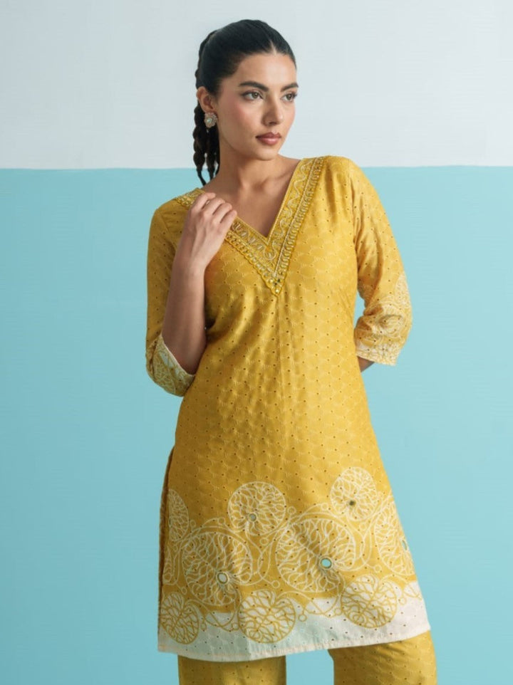 Parikrama Canary Schiffili Printed Co-ord Set