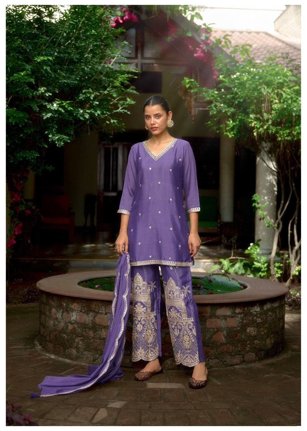 Barista Purple Full embroidery suit set