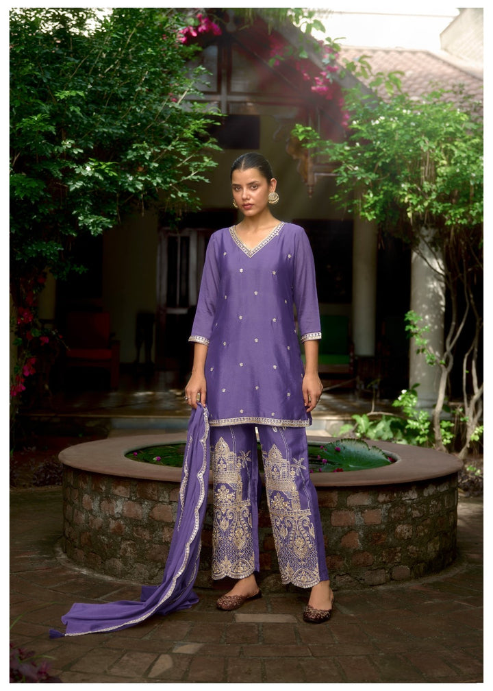 Barista Purple Full embroidery suit set