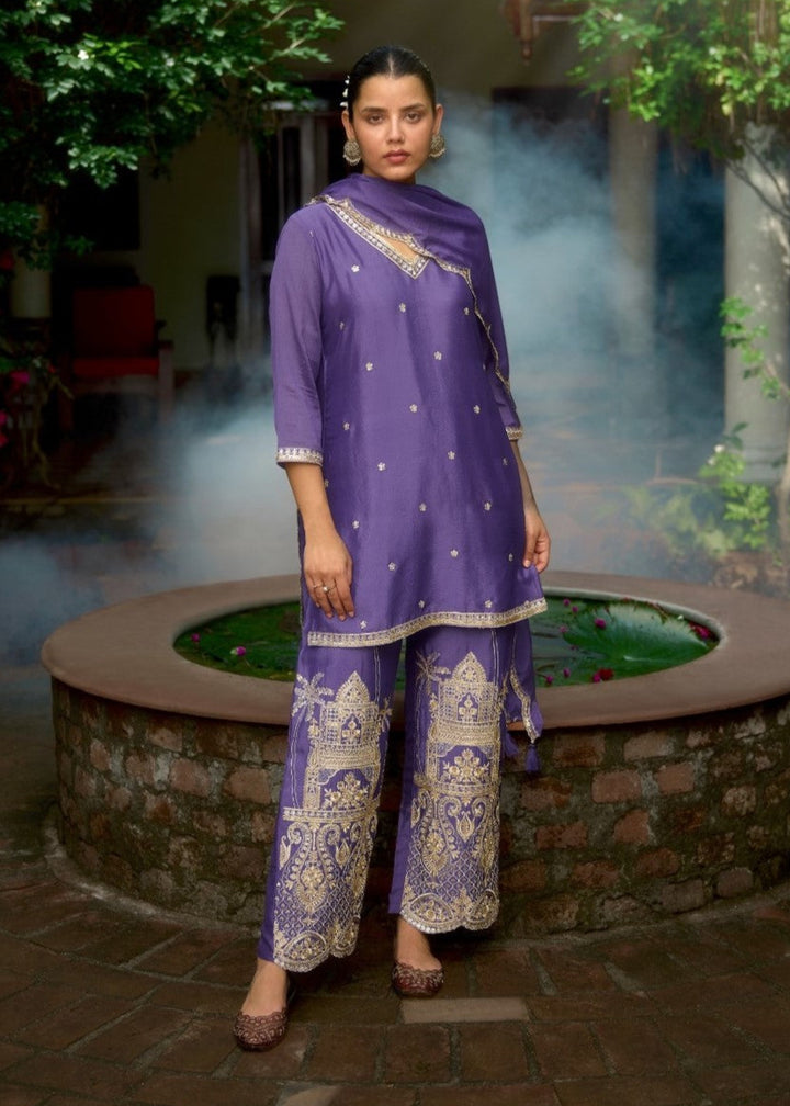 Barista Purple Full embroidery suit set