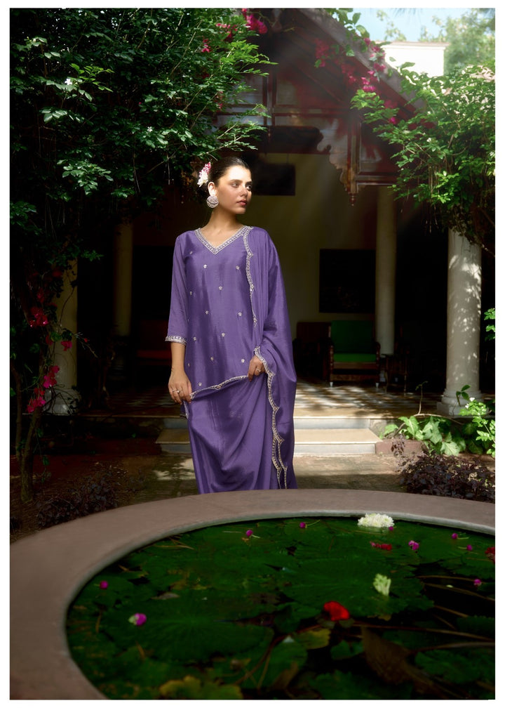 Barista Purple Full embroidery suit set
