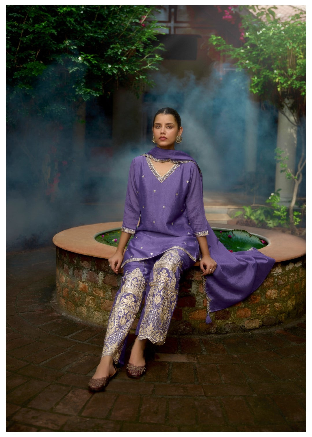 Barista Purple Full embroidery suit set