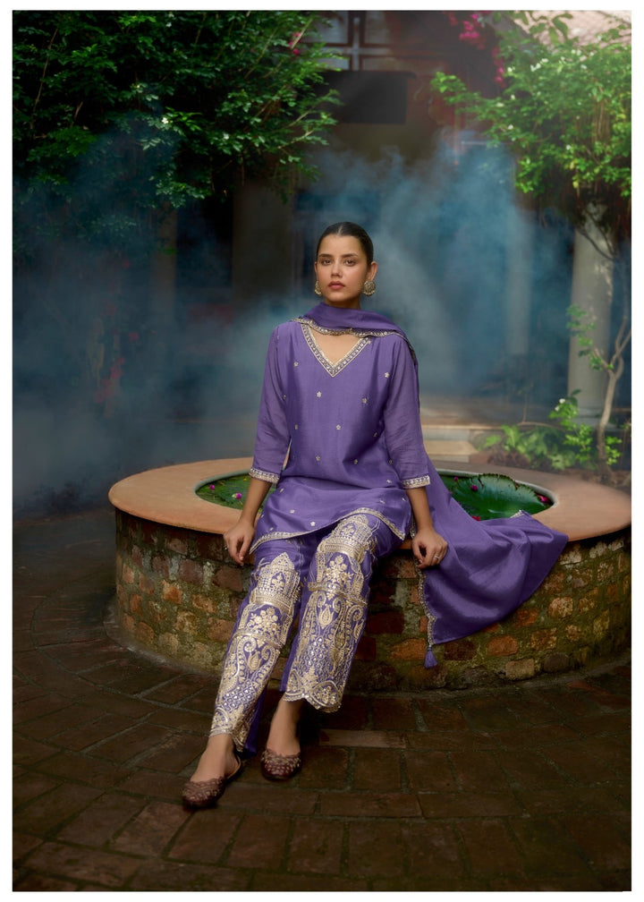 Barista Purple Full embroidery suit set