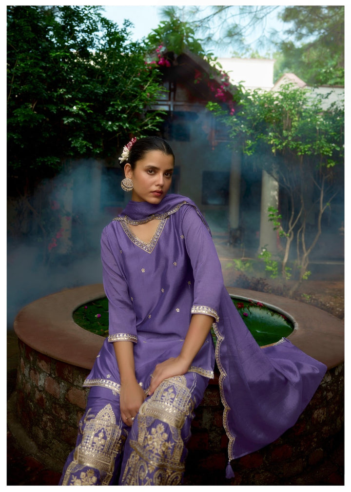 Barista Purple Full embroidery suit set