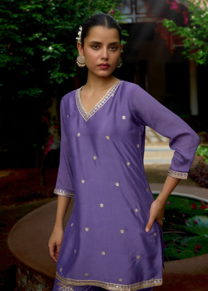 Barista Purple Full embroidery suit set