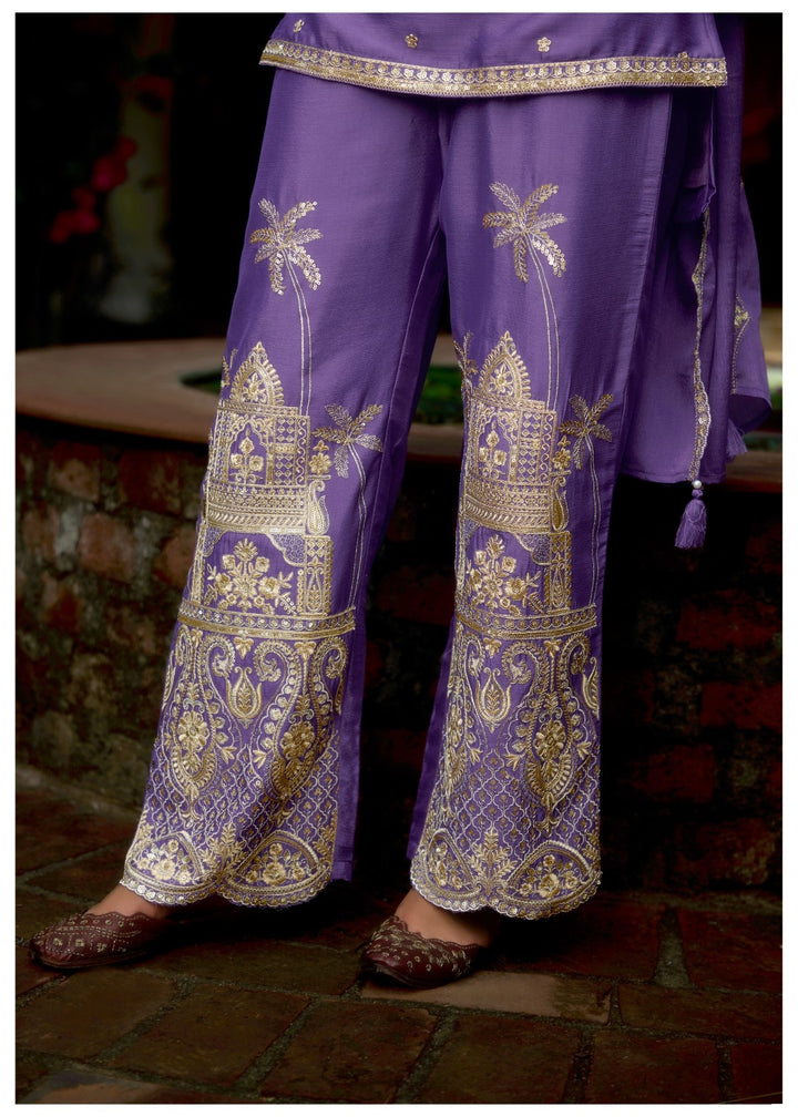 Barista Purple Full embroidery suit set