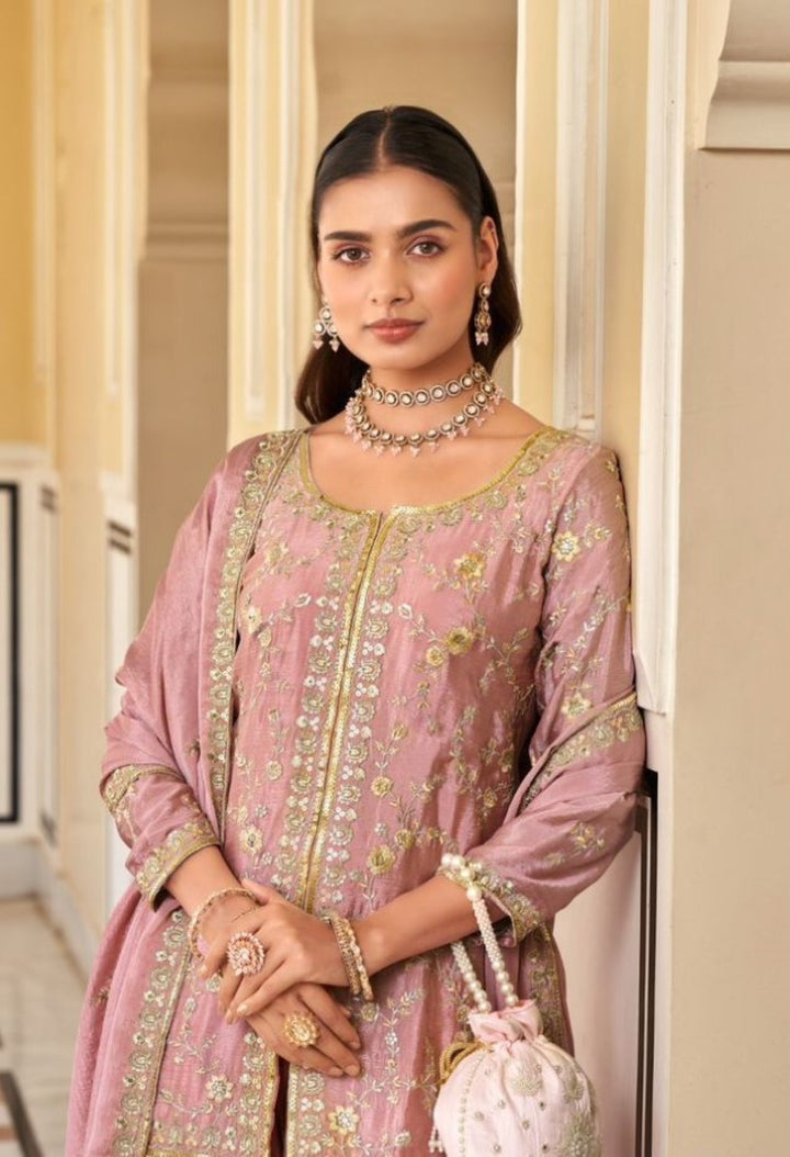 Parbat rose full work suit set