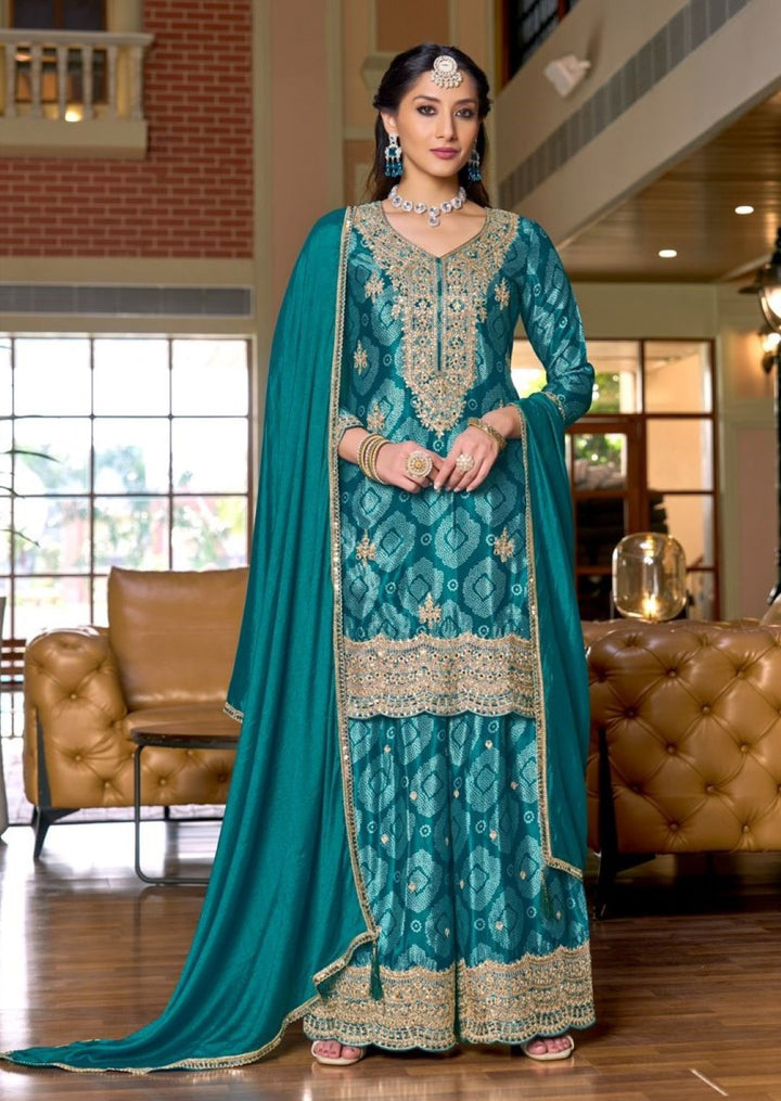 Pailan Peacock Full Work suit Set