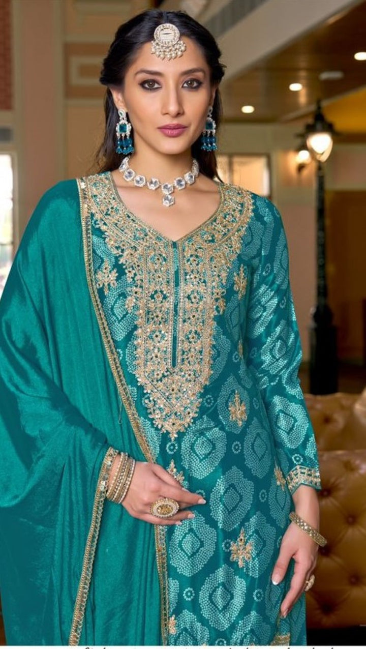 Pailan Peacock Full Work suit Set