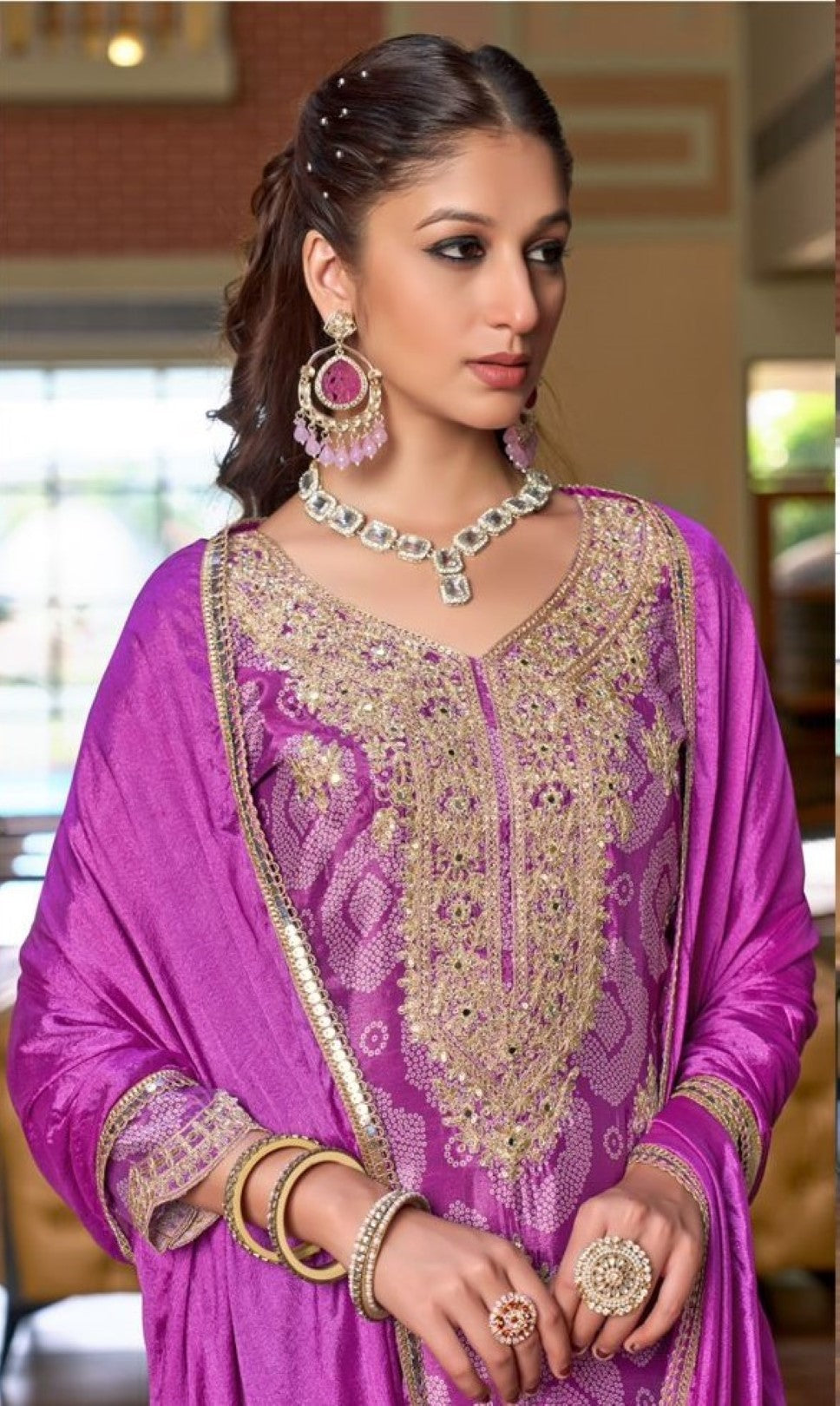 Pailan Orchid Full Work suit Set
