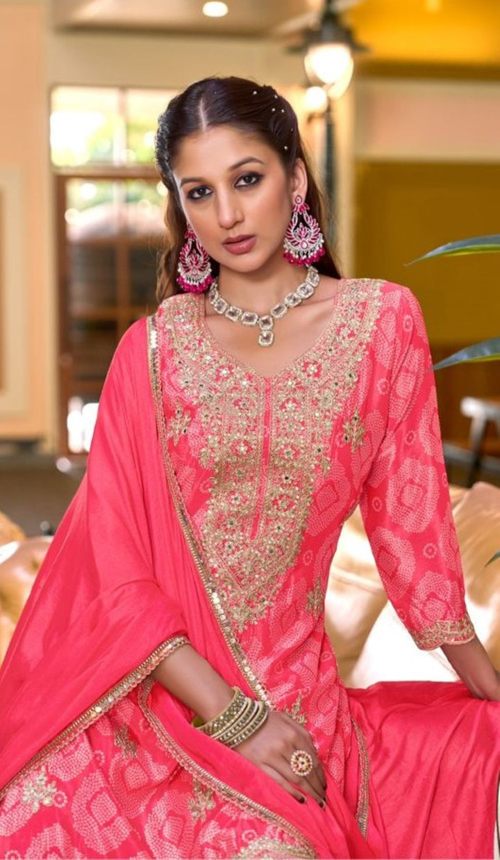 Pailan rose Full Work suit Set