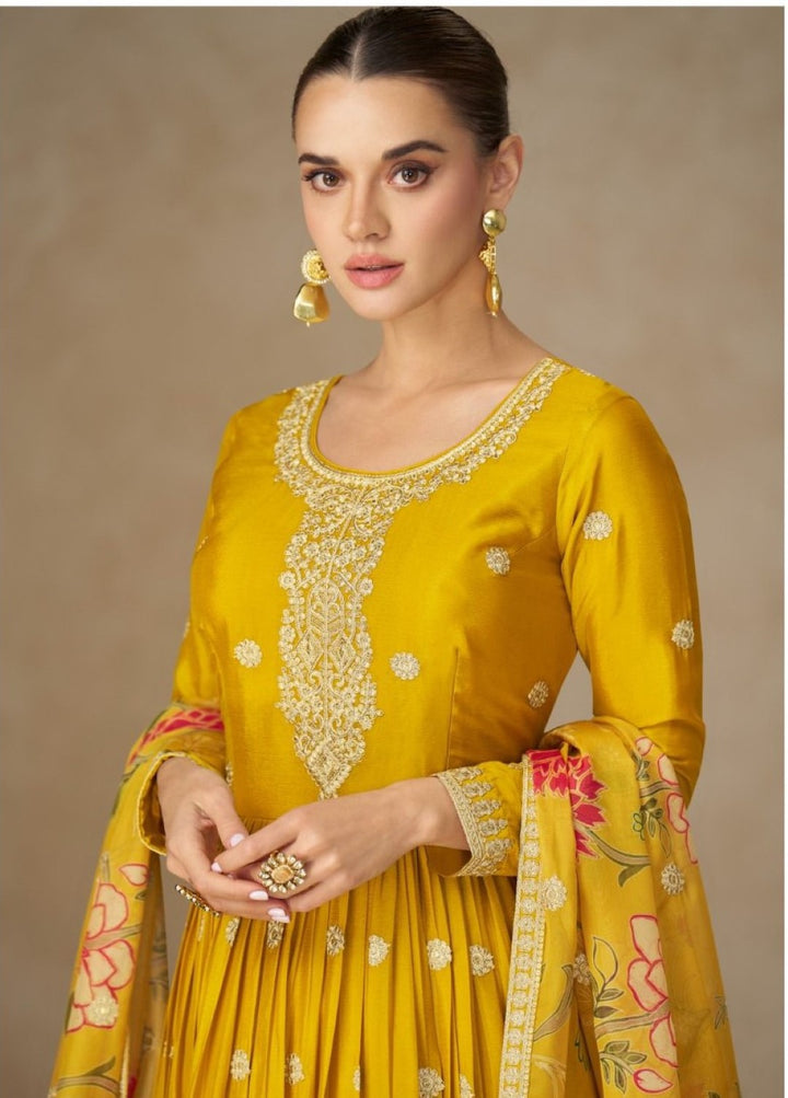 Mangal Maize full work Anarkali Dupatta set