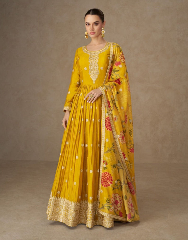 Mangal Maize full work Anarkali Dupatta set
